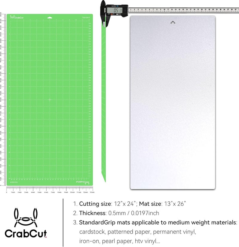 Crabcut حصائر قطع لآلة كريكت 4/استكشاف 4/صانع 3/استكشاف 3/استكشاف هواء 2 بحجم 12x24 بوصة 3 عبوات خضراء ذات قبضة قياسية متينة تدوم طويلاً بديل حصيرة قطع لآلة كريكت/سيسر جوليت روميو - Image 3